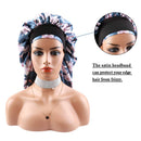 Sent Hair Extra Long Satin Bonnet Sleep Cap for Women Double Layer Silky Hair Bonnet for Braids,Curly,Long Hair- Soft Elastic Band,Blue Floral sent hair Store