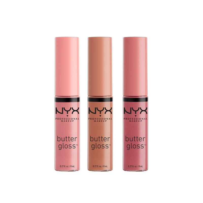 NYX PROFESSIONAL MAKEUP Butter Gloss - Pack Of 3 Lip Gloss (Angel Food Cake, Creme Brulee, Madeleine) NYX PROFESSIONAL MAKEUP