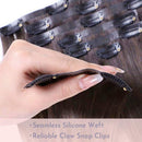 Maxfull Seamless Clip In Remy Hair Extensions Ombre Brown with Silicon Base, Invisi-PU Real Remy Hair Extensions Clip On Human Hair, 7pcs, 22inch, 110g Maxfull Store