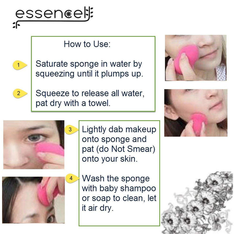 Essencell Cosmetic Pro Makeup Blender Sponges 2pc Pack - Easily Blend Liquid Foundation,Highlight and Contour-Flawless Sponge Applicator EssencellHB
