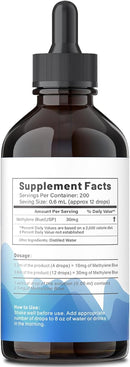 Methylene Blue Pharmaceutical Grade 4.06 fl oz (120 mL), 99% Purity Supplement for Humans, Formaldehyde-Free, Alcohol-Free, Glass Bottle Infinity Warehouse