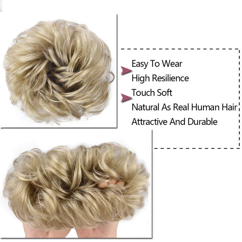 Messy Bun Hair Piece Scrunchy Hair Extensions Tousled Updo Ponytail With Synthetic Hair Elastic Rubber Band Accessories Ash Blonde Aileam Store