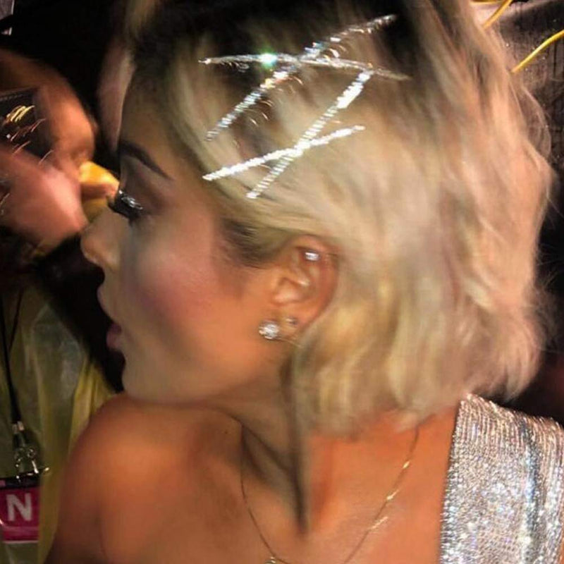 OBTANIM 2 Pcs X Shaped Crystal Hair Pins Cute Metal Shiny Hair Clip Rhinestone Bobby Pin Sparkly Barrette for Women Girls Styling Accessories (Gold) OBTANIM