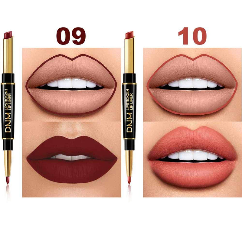 6Pcs Lip Liner and Lipstick Makeup Set,DNM Nude Matte Mat Matt Lipstick 24H and Lip Liner Set Matt Liquid for Black Mature Women Waterproof Long Lasting 24 Pens Lipstick Matte Kit with Lip liners 01 evpct