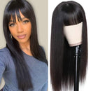 Subella Straight Human Hair Wigs with Bangs Virgin Brazilian None Lace Front Wigs 150% Density Glueless Machine Made Wigs for Black Women Natural Color 20inch Subella Store