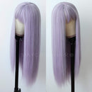 Maycaur Purple Color Synthetic Hair Wigs with Full Bangs Long Straight Women's Wig Heat Resistant Synthetic No Lace Wigs for Fashion Women 22 Inch Maycaur Store