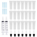 50PCS 10ml Black Lip Gloss Tubes Empty Clear Lip Balm Containers Refillable Soft Cosmetic Squeeze Tubes for Lip Gloss Base Glitter Pigment Powder 2 Syringes + Tag Labels Stickers by AMORIX AMORIX