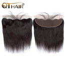 QTHAIR 12A Grade 13x4 Human Hair Lace Frontal Unprocessed Straight Hair Lace Frontal 12" 130% Density Swiss Lace Frontal Closure Ear to Ear Natural Black Color QTHAIR