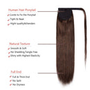 Wrap Around Human Hair Ponytail Extensions 100% Remy Human Hair Long Straight Silky With Comb 20 Inches Clip in One Piece Pony Tail Extensions