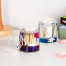 Locco Decor Acrylic Liquid 3D Floating Motion Round Qtip Cotton Ball Swab Holder Dispenser with Lid Shell Locco Decor