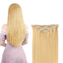 14" Clip in Hair Extensions Real Human Hair for Women - Silky Straight Human Hair Clip on 50grams 4pieces Bleach Blonde