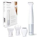 Panasonic Bikini Trimmer and Shaver for Women with 4 Attachments for Gentle Grooming in Sensitive Areas, Wet/Dry, Battery-Operated – ES-WV60-S (White / Silver) Panasonic
