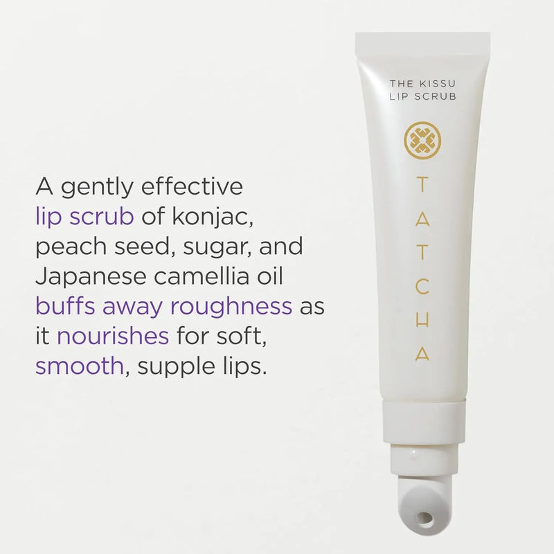 Tatcha Kissu Lip Scrub, Moisturizing Lip Exfoliant with Peach Seed Scrub for Polish, Smooth Lips Infinity Warehouse