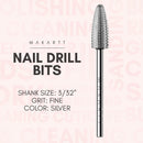 Makartt 5 in 1 Nail Drill Bits, 3/32" Shank Tungsten Carbide Flame Drill Bits for Nails Fast Removing Acrylic Nail Hard Gels Cuticle Professional Nail Efile Bits For Nail Drill Machine(Fine, Silver) Makartt