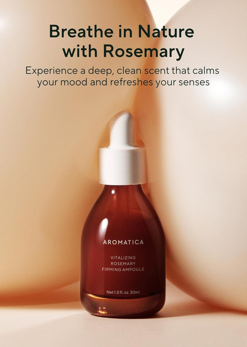 AROMATICA Vitalizing Rosemary Firming Ampoule Serum 30ml - Skin Revitalizing Retinol Serum for Face, Moisturizing & Strengthening Skin Barrier Infinity Warehouse