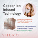 Shero 6-Layer Copper-Infused Face Mask With Nose Wire, Washable and Breathable Filtered Face Mask, (Black, M/L) Shero