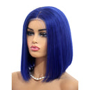 Dark Blue Short Bob Wigs T-Part Lace Front Human Hair Wigs Pre Plucked Hairline Middle Part Straight Brazilian Virgin Human Hair Lace Part Bob Wig for Women Bleach Knots 180% Density 12Inch Ubetta Store