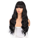 ENTRANCED STYLES Long Black Wig with Bangs Wavy Hair Wigs for Women Heat Resistant Synthetic Wig Natural Looking Realistic Wigs Hair Replacement Wig for Daily Party Cosplay Use ENTRANCED STYLES Store