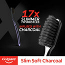 Colgate Slim Soft Charcoal Toothbrush 17x Slimmer Soft Tip Bristles (Buy 2 Get 2) Colgate