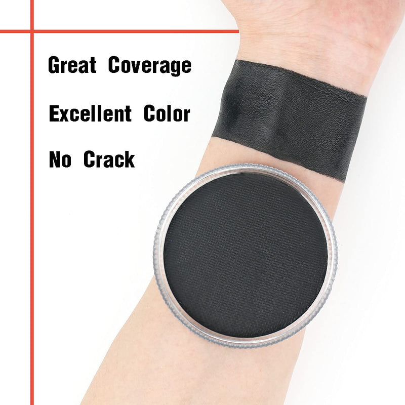 Bowitzki 30g Professional Face Paint Body Paint Water Based Face painting Makeup Safe for Kids and Adults Split Cake Single Color Halloween Christmas - Black Bowitzki