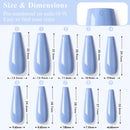 Ejiubas 500Pcs Long Press on Nails - Glossy Coffin Stick Glue on Nails Acrylic Press ons False Nails Set for Women Ballerina Fake Nail Tips Art Salon Kit with Nail Glue Nail File Ejiubas