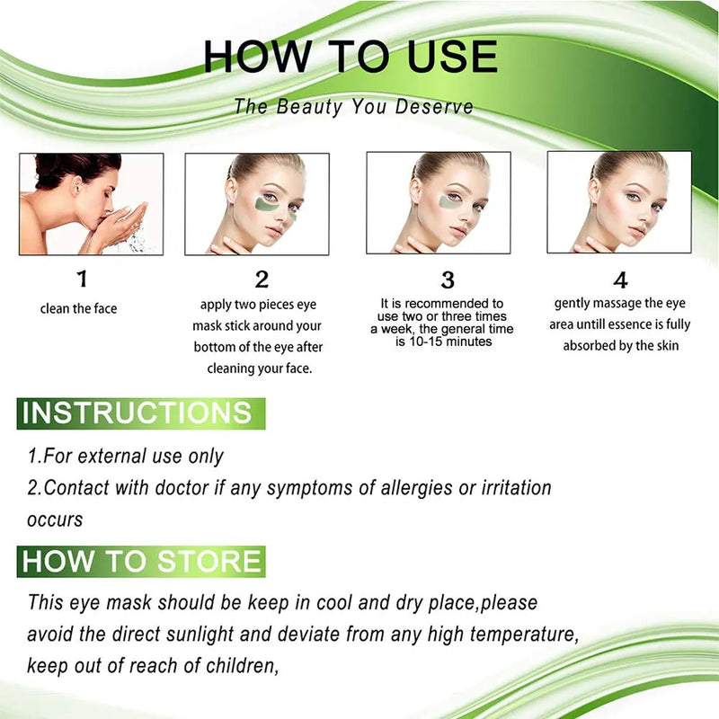 Vanelc Seaweed Crystal Eye Mask, For Dark Circles Under Eye, Under Eye Bags, Natural Eye Mask for Puffy Eyes, Anti-Wrinkle,Deep-Moisturizing, Gel Pads 30 Pairs VANELC
