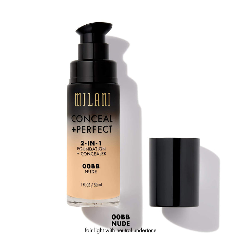 Milani Conceal + Perfect 2-in-1 Foundation + Concealer - Nude (1 Fl. Oz.) Cruelty-Free Liquid Foundation - Cover Under-Eye Circles, Blemishes & Skin Discoloration for a Flawless Complexion Milani