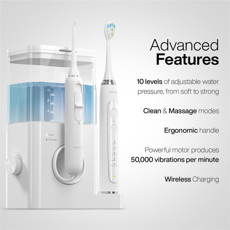 AquaSonic Home Dental Center PRO – Brushing & Flossing Made Easy – Brush & Floss – Power Toothbrush & Water Flosser – Whiter Teeth & Healthier Gums - Infinity Warehouse