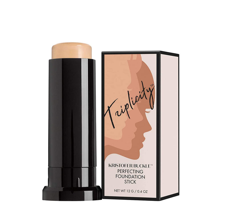 KRISTOFER BUCKLE Triplicity Perfecting Foundation Stick, 0.4 oz. | Primes Skin, Provides Buildable Coverage & Has A Soft-Focus Effect | Light (Warm) Kristofer Buckle