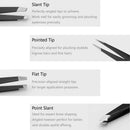 Tweezers Set-5 Pieces Professional Stainless Steel Tweezers with Curved Scissors, Best Precision Tweezers for Eyebrows, Splinter & Ingrown Hair Removal with Leather Travel Case (5 Pcs) HXL