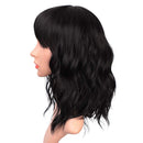ENTRANCED STYLES Black Wigs with Bangs for Women 14 Inches Synthetic Curly Bob Wig for Girl Natural Looking Wavy Wigs ENTRANCED STYLES Store
