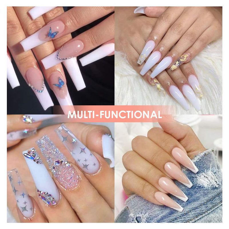 Modelones Acrylic Powder with Professional Liquid Monomer for Nail Extension Clear/White/Nude All in One Kit with Carrier Bag Acrylic Nail Brush Nail Form No Need Nail Lamp, MMA Free Monomer modelones Store