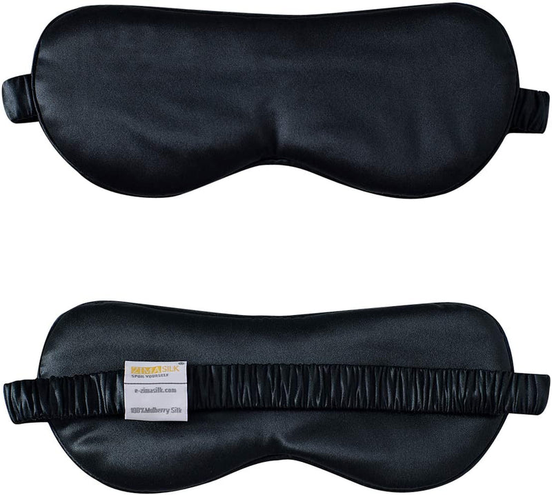 ZIMASILK 100% 22 Momme Pure Mulberry Silk Sleep Mask,Filled with 100% Mulberry Silk,Silk Wrapping Strap- Super Soft & Comfortable Sleep Eye Mask for Sleeping (Black) ZIMASILK