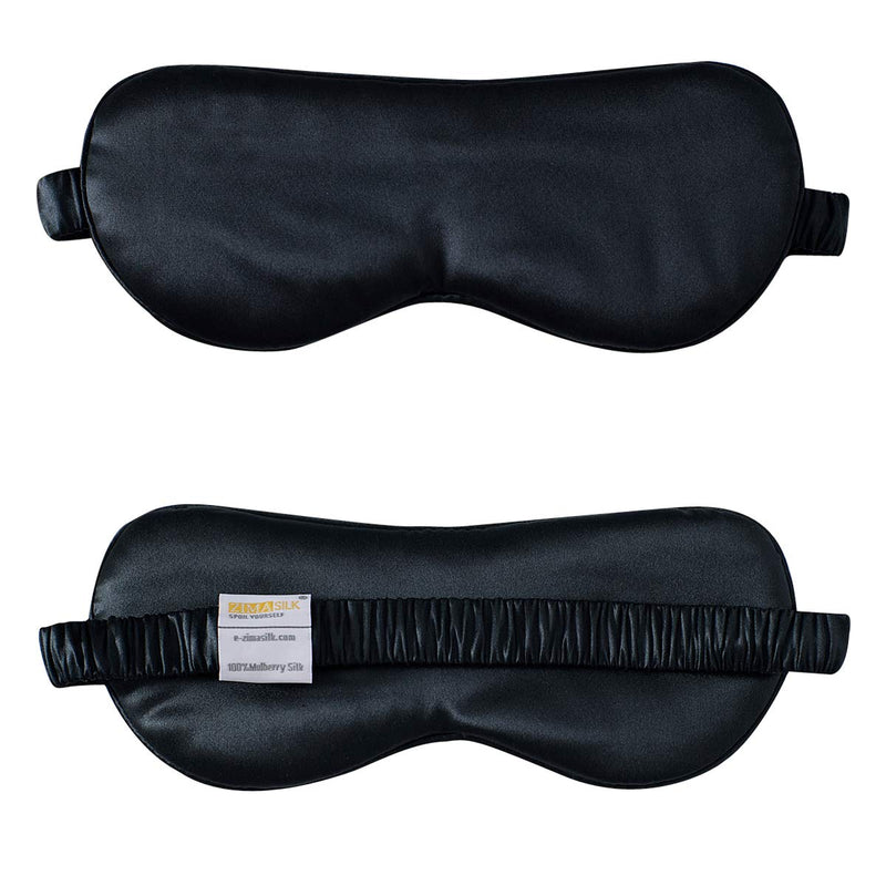 ZIMASILK 100% 22 Momme Pure Mulberry Silk Sleep Mask,Filled with 100% Mulberry Silk,Silk Wrapping Strap- Super Soft & Comfortable Sleep Eye Mask for Sleeping (Black) ZIMASILK