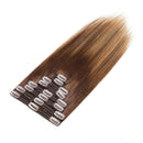Ombre Double Weft 100% Remy Human Hair Clip in Extensions Highlight Highlighted Thick Thickened Long Straight 8pcs 18clips 20" / 20 inch 150g 4T27P4 Medium Brown to Dark Blonde mix Medium Brown MY-LADY