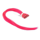 SWACC 12 Pcs Straight One Color Party Highlights Clip on in Hair Extensions Colored Hair Streak Synthetic Hairpieces (Neon Pink) SWACC