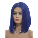 Bob Wigs T-Part Short Lace Front Human Hair Wigs Dark Blue Middle Part Pre Plucked Hairline with Baby Hair Straight Brazilian Real Human Hair Lace Part Bob Wig for Women Bleach Knots 180% Density 10" Ubetta Store