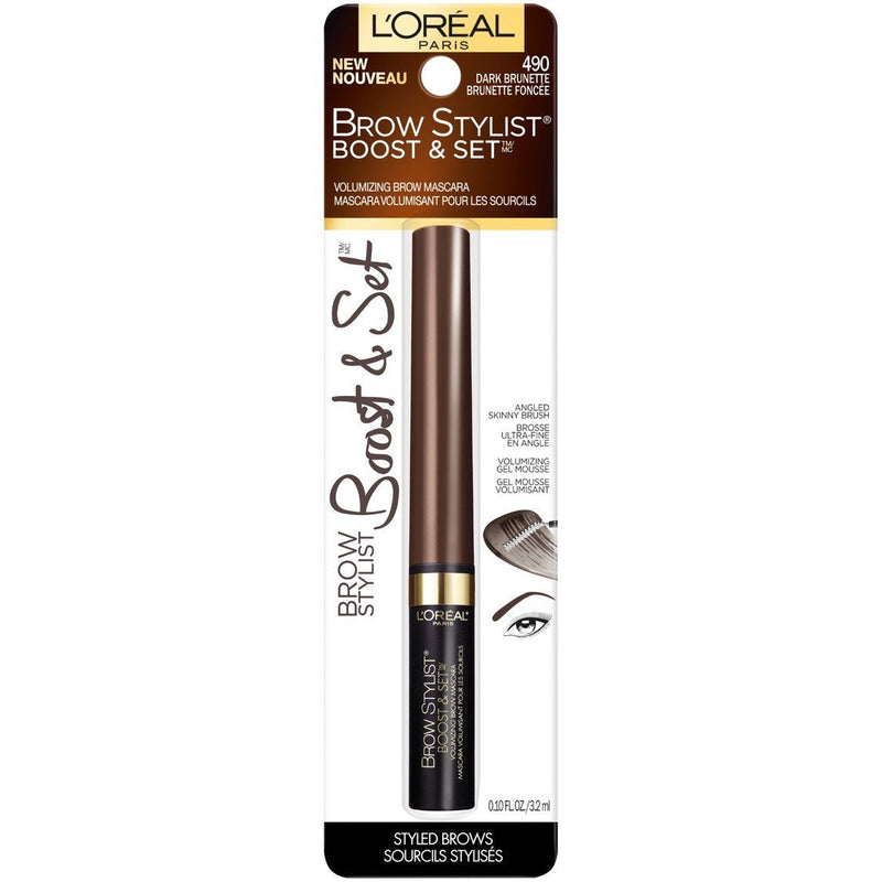 L'Oreal Paris Cosmetics Brow Stylist Boost and Set Brow Mascara, Dark Brunette, 0.1 Fluid Ounce L'Oreal Paris