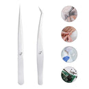 SRCKFIZ Eyelash Extension Tweezers Set Lash tweezers for Volume & Individual Eyelash Extensions Precision Stainless Steel Tweezers, Straight Pointed Dolphin Curved Tip Tweezers Lash Extension Supplies SRCKFIZ Store