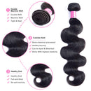 FDX Body Wave Human Hair Bundles 12 14 16 18 Inch 10A Unprocessed Brazilian Virgin Body Wave Hair 4 Bundles Weft Hair Extensions Natural Color (12 14 16 18) FDX Store