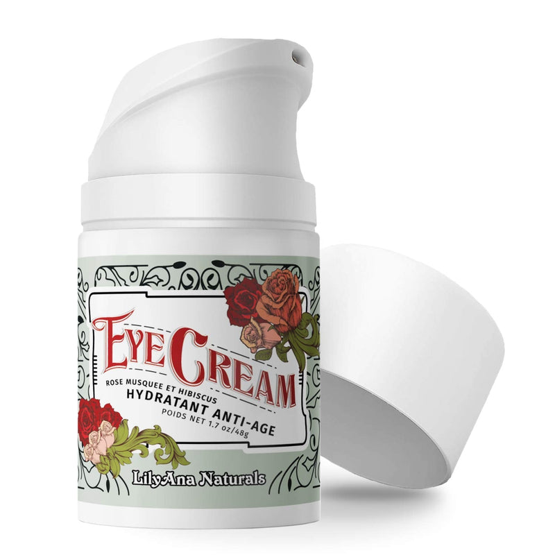 Eye Cream - Eye Cream for Dark Circles and Puffiness, Under Eye Cream, Anti Aging Eye Cream Reduce Fine Lines and Wrinkles, Rosehip and Hibiscus Botanicals - 1.7oz LilyAna Naturals Store