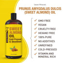 Pure Cold Pressed Sweet Almond Oil - Big 32 fl oz Bottle - Unrefined & 100% Natural - For Skin & Hair, with No Added Ingredients - Perfect Carrier Oil for Essential Oils Seven Minerals