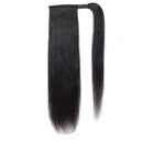 Straight Human Hair Ponytail Clip in Extensions, 100% Unprocessed Brazilian Hair Magic Strap Wrap Around Ponytails, Magic Paste with Comb Clip on Silky Straight (16") ALISFEEL