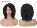 8" Synthetic Dreadlock Twist Wigs for Black Women Braided Faux Locs Crochet Hair Wigs with Curly Ends Heat Resistant Afro Short Curly Daily Wigs 1B Color DAIXI