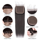 ALLRUN Brazilian Straight Virgin Hair 3 Bundles with Closure Free Part 4×4 Lace Closure with Bundles 100% Virgin Human Hair Extensions (12 14 16+10 Free Part) ALLRUN Store