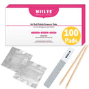 Nail Polish Remover Wipes, MIILYE Individual Fingernail Gel Nail Polish Remover Pads Soak off Aluminum Foil Wraps,1x Nail File +1x Scraper Stick Included (100 Pads) MIILYE Store