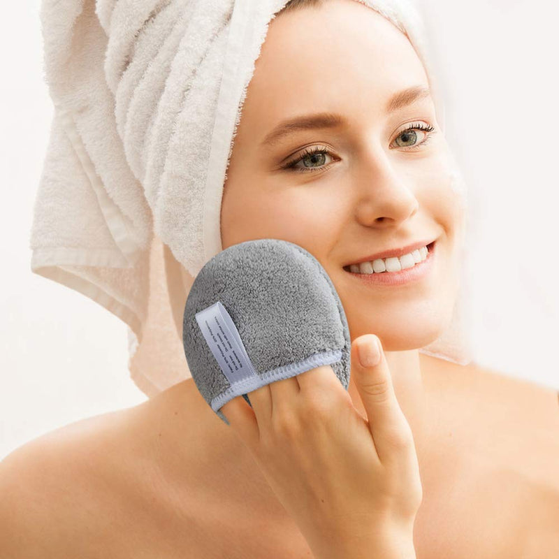 Sunland Reusable Makeup Remover Pads For Face,Eye,Lips 6 Pack Microfiber Face Cleansing Gloves Washable Makeup Removal Cloth With Laundry Bag Rounds Pads SUNLAND