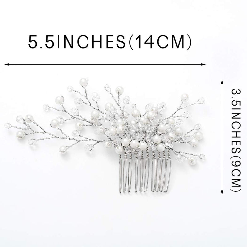 Yean Silver Bridal Hair Comb Pearl Crystal Wedding Hair Piece Fashion Hair Accessories for Women and Girls Yean