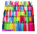 Syleia 100 Hair Ties Wild Flowers Colors, Elastic Ribbon, Ponytail Holders, No Crease, Hand Knotted, Fold Over, Ouchless, No Metal, All Hair Types Syleia