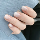 Edary Fake Nails White Gradient Square Press on Nails Full Cover False Nails 24pcs for Women Edary